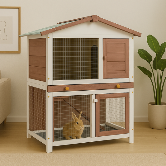 Cage à lapin d'intérieur - 2 niveaux