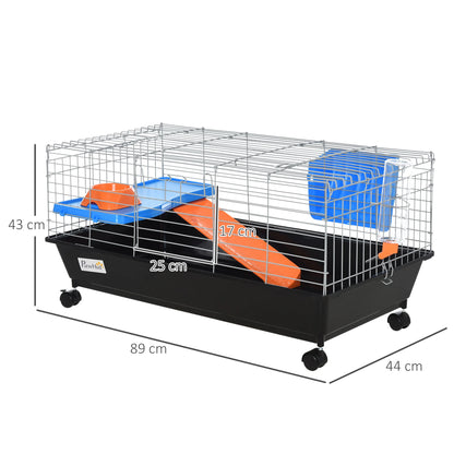 Cage à lapin d'intérieur avec mezzanine