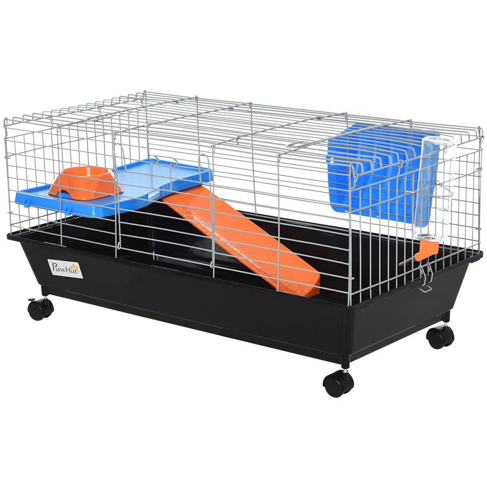 Cage à lapin d'intérieur avec mezzanine