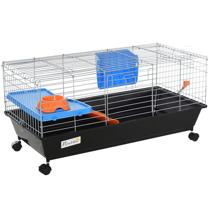 Cage à lapin d'intérieur avec mezzanine