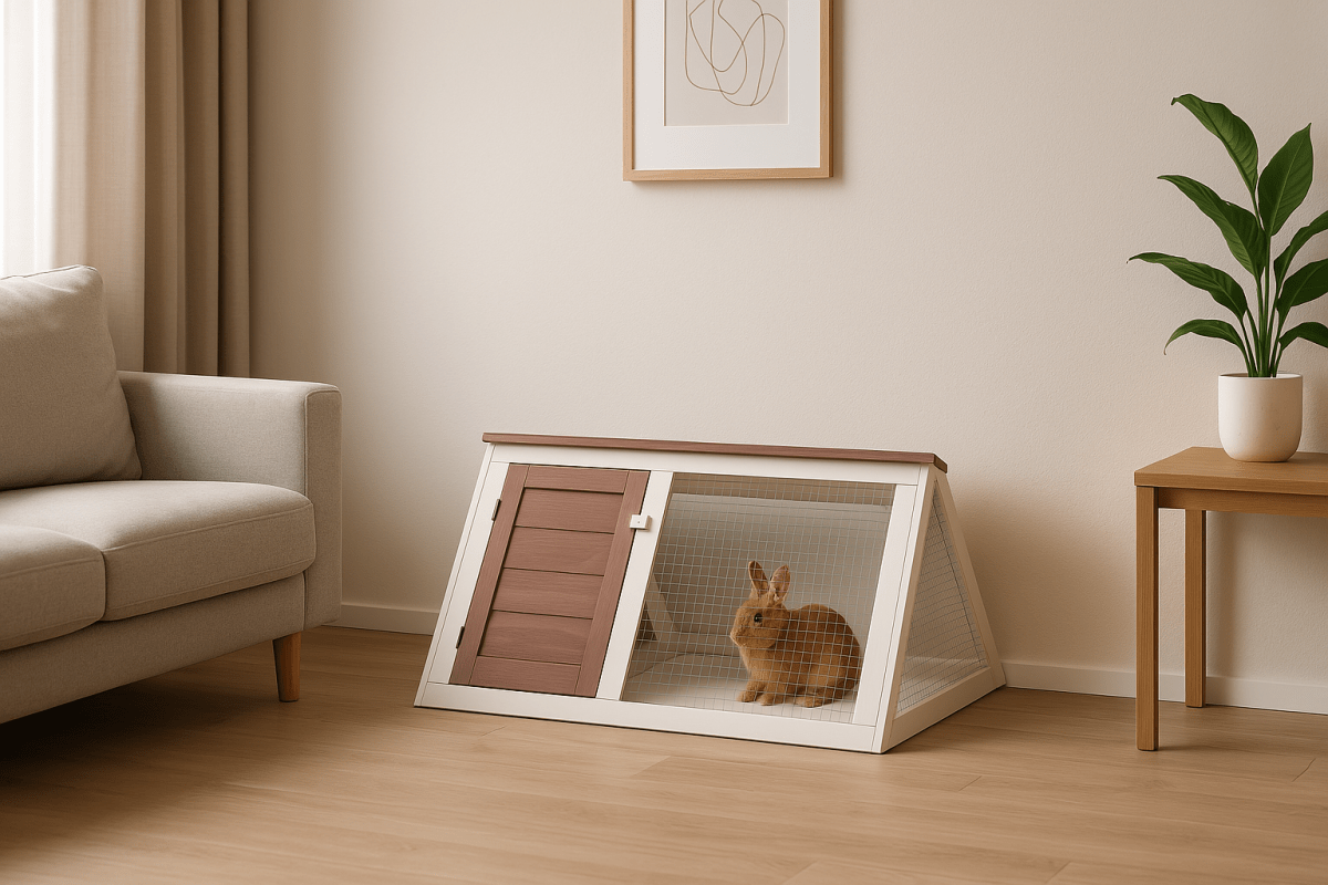 Clapier en bois clair - La cage à Lapin