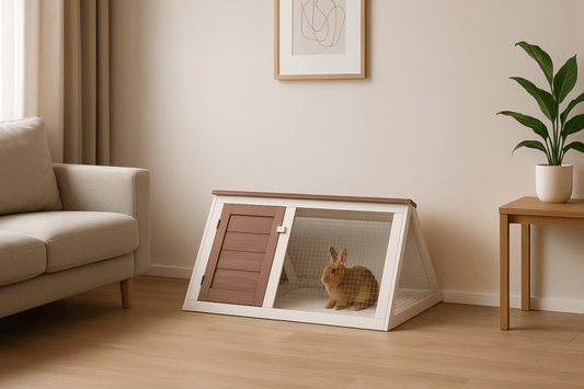 Clapier en bois clair - La cage à Lapin