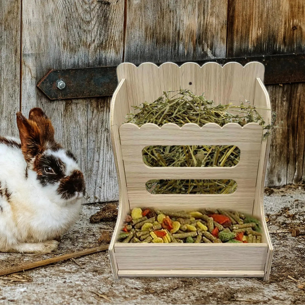 Râtelier à foin en bois - La cage à Lapin